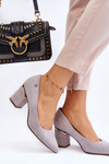 Classic Suede High Heel Pumps With Embellishments Grey Derren