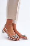 Transparent Sandals with Low Heel with Butterfly Pink Silver D&A MR38-388