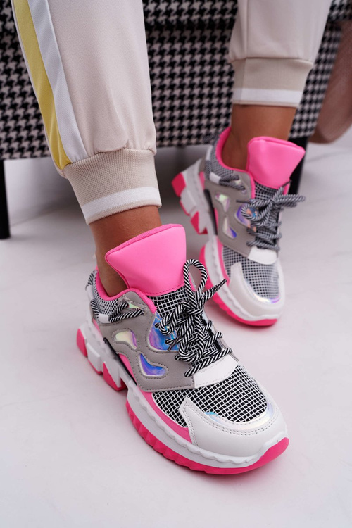 Sportowe Damskie Buty Kolorowe Wstawki Fuksja Colored