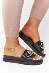 Slippers On The Platform With A Chain Black Vacation