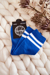 Youth Cotton Sports Socks With Stripes Blue