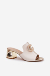Elegant Leather Heels Beige-Gold Laura Messi 2875