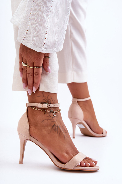 Classic Suede Sandals on Heel Light Beige Tossa