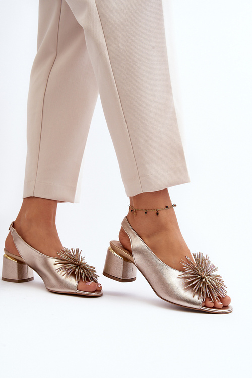 Leather Sandals with Ornament Laura Messi 2719 Gold