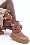 Women's snow boots on thick sole in dark beige Lureta