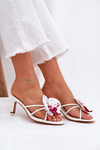 Women's High Heel Slippers With Artificial Flower White Reyi