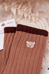 Women's Cotton Socks With Small Bear Light Brown