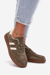 Women's Suede Sneakers on Platform Dark Green Sylviona