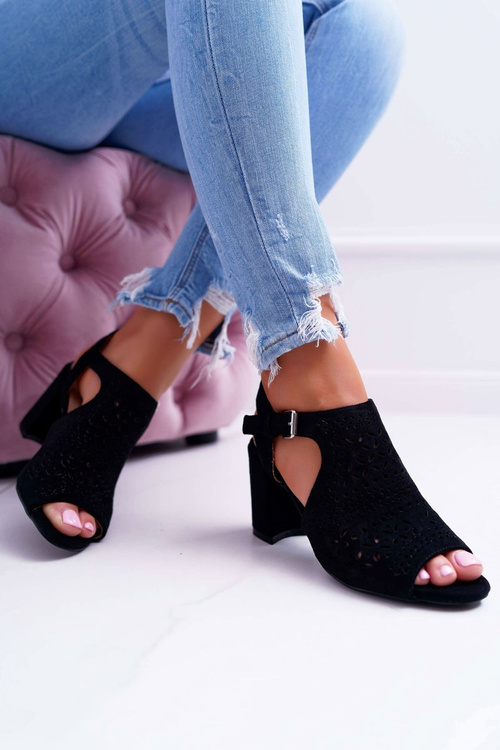 Women's Stiletto Sandals Peep Toe Black Olenia