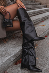 Warm Heeled Boots with Rolled Shaft Black Tamonia