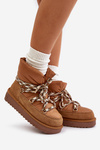 Women's Suede Snow Boots With Thick Lacing D.Franklin DFSH375003 Brown