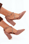 Pumps With Pointed Toes And Decorated Straps On A Heel Dark Beige Verithas