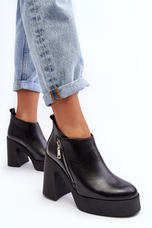 Women's Boots On Massive Heel With Zipper 1755 Zazoo Black