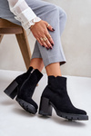 Eco Suede Ankle Boots On Heel Black Cediona