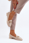 Women's flat-heeled moccasins with beige decoration Iluvana