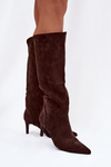 Women's High Heel Boots Warm with Eco Suede Chocolate Arelisse