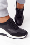 Ażurowe Skórzane Sneakersy Na Koturnie S.Barski Czarne