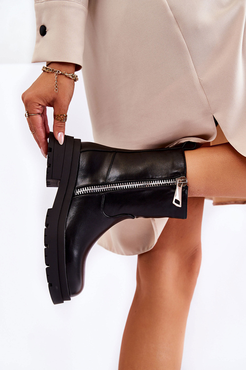 Women's Warm Boots With Zippers Black Jette