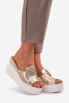Platform And Wedge Sandals With Decoration Gold Nanessia