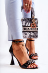 Lacquered Sandals On High Heels With Crystals Black Destiney