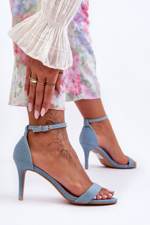 Classic Sandals On Heel Material Blue Tossa