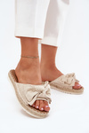 Women's Platform Sandals With Braiding And Bow Beige Alpireda