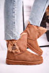 Women's Snow Boots Suede with Fur Brown Button