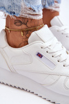 Leather Lace Up Platform Sports Shoes White Merida