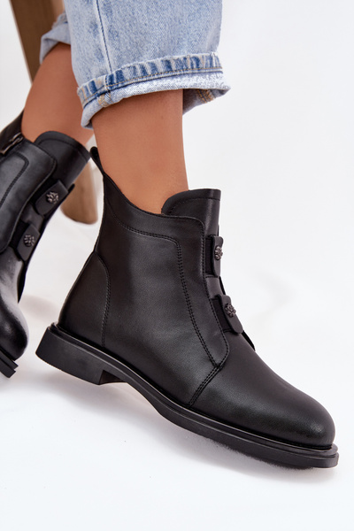 Leather Insulated Women's Ankle Boots D&A MK52-026 Black