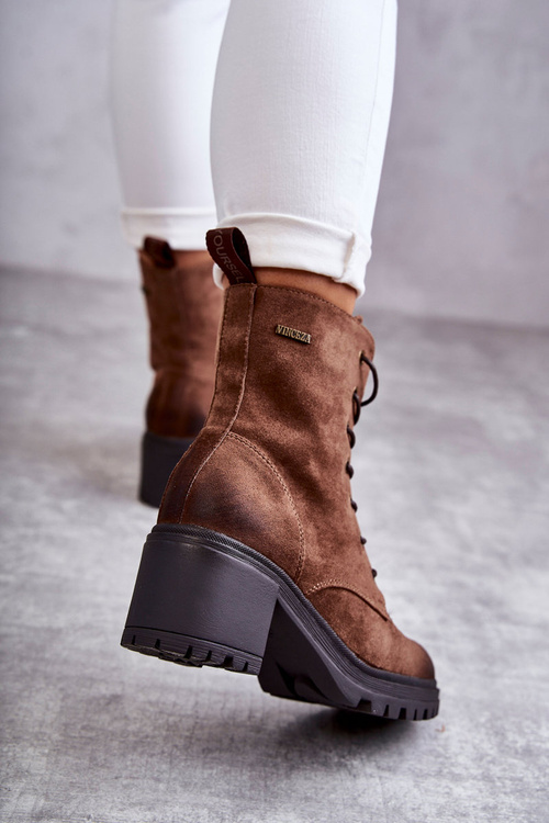 Women's Warm Boots On High Heel Brown Grethe