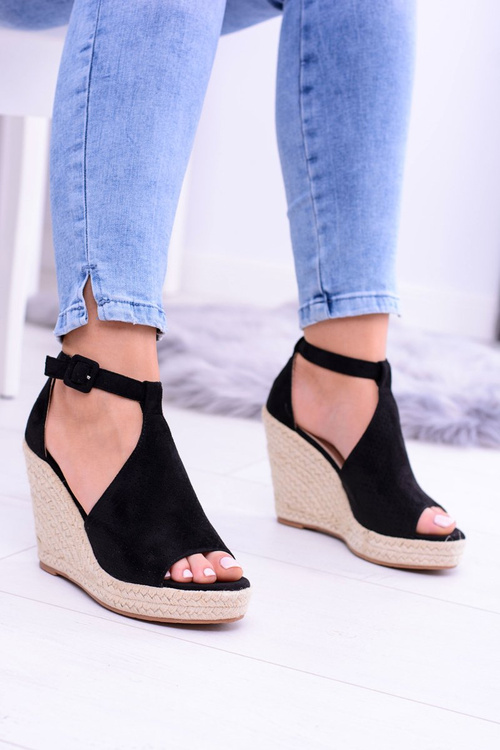 Black Suede Ankle Sandals Sunlast