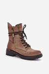 High Worker Boots With Zippers Dark Beige Maisa