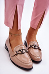 Patent Flat Heel Loafers Beige Marra