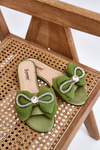 Women's Slippers With Bow And Rhinestones Green Jolene
