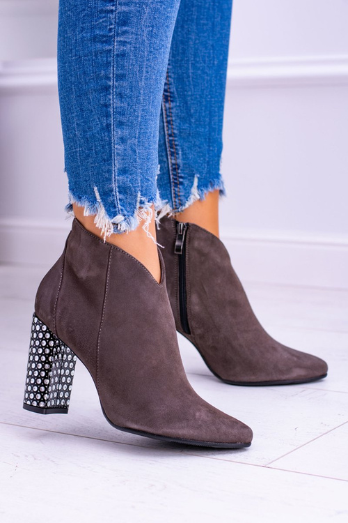 Elegant Suede Stiletto Boots Laura Messi Khaki 1849