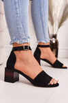 Sandals On Block Heel Laura Messi 2285 Suede Black