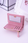 Small Women's Wallet Powder Pink Gold Lock