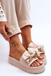 Slippers With A Bow And A Teddy Bear Beige Suzy