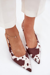 Stiletto Pumps With Open Heel In Brown-White Dots Talira