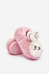 Kapcie Dziecięce Futrzane Z Króliczkiem Różowe Apolanie MP8630