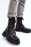 Women's Workery Boots with Decorative Embossing Black Tarolia