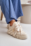 Women's Leather Sneakers With Decorations CheBello 4292 Beige