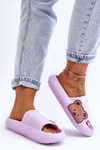 Women's Light Foam Slippers Bear Motif Violet Parisso