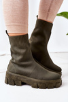 Elastic Fabric Boots On The Platform Green Inspiration