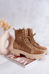 Suede openwork boots Camel Aileen