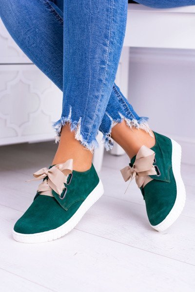 Green Leather Women's Loop Tennis Shoes