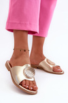 Women's Flat Sandals with Gold Embellishment Rivashea