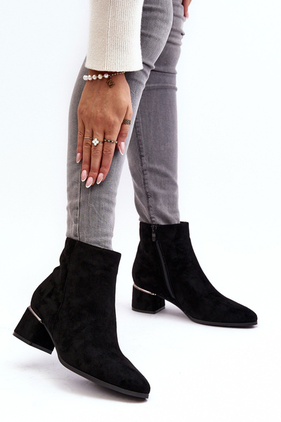 Women's Suede Boots on Heel Black Mebassa