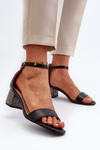 Women's sandals in eco leather on embellished heel black Wiatalia