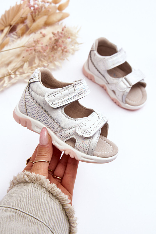 Sandałki Dziecięce Wygodne Rzepy Białe Alaska 23DZ23-5924